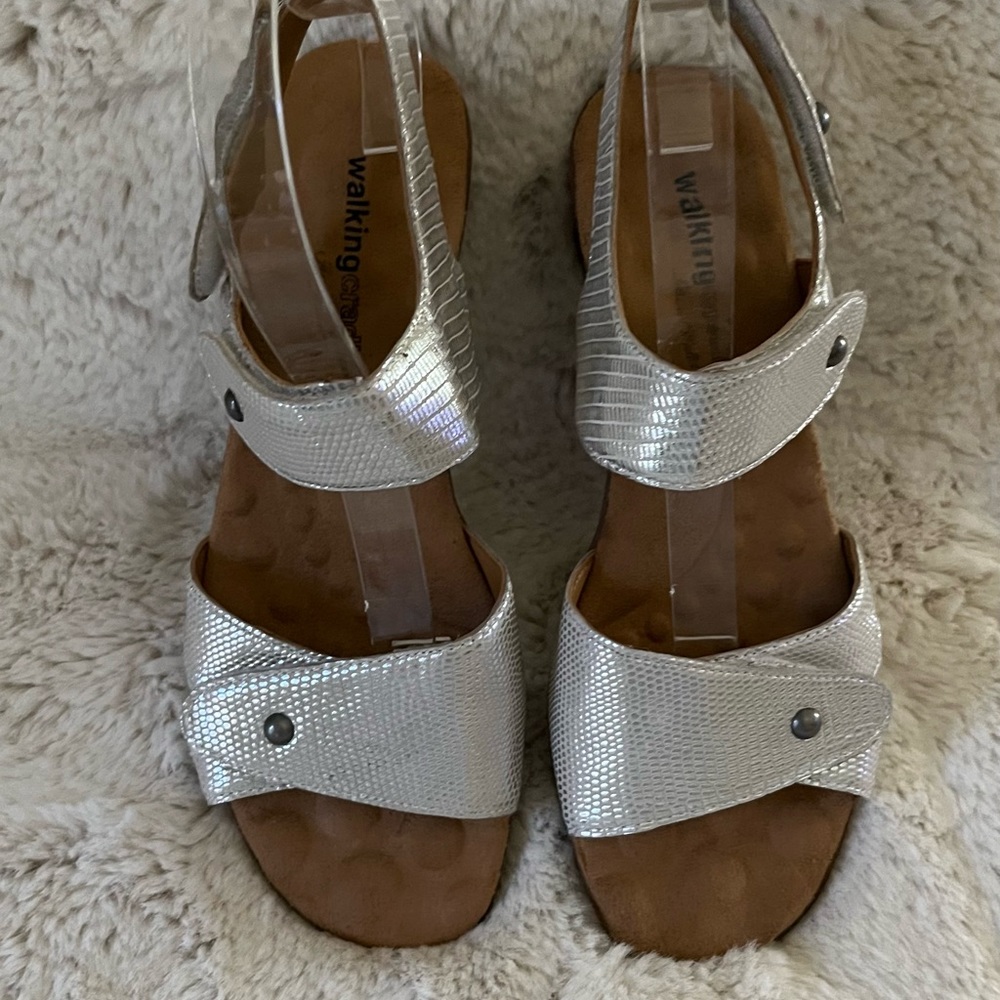 Walking Cradles Silver Sandals..NWOT